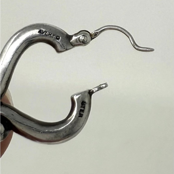 Retired James Avery Scroll Post Hoop Earrings Sterling Silver - Picture 2 of 2